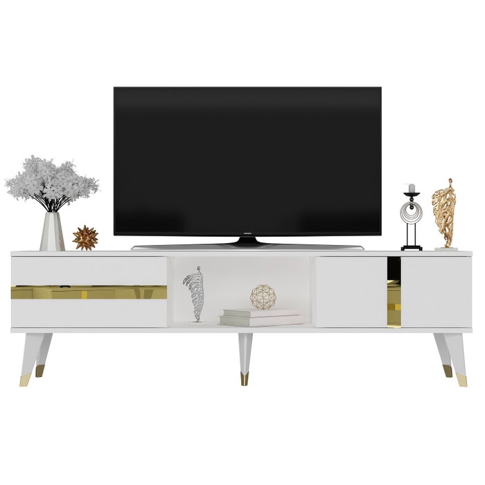 Hanah Home Soporte de TV Vania Blanco y Dorado Hanah Home Soporte de TV Vania Blanco y Dorado